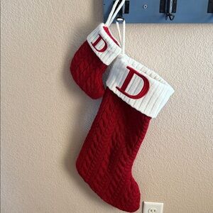 St. Nicholas Square Red and White Knit Stocking Set
